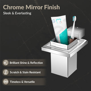 Plantex Tumbler Holder for Bathroom/304 Grade Stainless Steel Tooth Brush Holder/Toothpaste/Razor Holder/Bathroom Accessories - Pack of 1 (Tesla - 2702, Chrome)