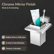 Plantex Tumbler Holder for Bathroom/304 Grade Stainless Steel Tooth Brush Holder/Toothpaste/Razor Holder/Bathroom Accessories - Pack of 1 (Tesla - 2702, Chrome)