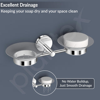 Plantex 304 Grade Stainless Steel Twin/Double Soap Holder Stand for Bathroom and Wash Basin/Bathroom Accessories - Oreo (Chrome)
