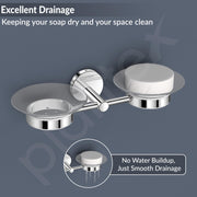 Plantex 304 Grade Stainless Steel Twin/Double Soap Holder Stand for Bathroom and Wash Basin/Bathroom Accessories - Oreo (Chrome)
