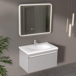 Plantex Plywood Vanity for Bathroom/Rectangle Cabinet with Wash Basin and Mirror/Bathroom Organizer for Home - (NZBC-08)