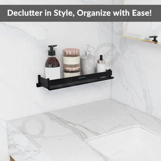 Plantex Stainless Steel Shelf for Bathroom/Multipurpose Shelf/Bathroom Accessoriece - (15 x 5 Inch, Black)
