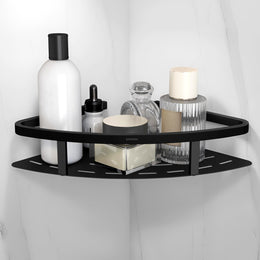 Plantex 304 Grade Stainless Steel Bathroom Shelf for Wall Corner/Bathroom Stand for Wall//Storage Organizer (9x9 inches, Black)