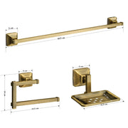Plantex 304 Grade Stainless Steel Bathroom Accessories Set of 3 - Towel Hanger/Napking Holder/ Soap Holder for Bathroom - Squaro (Brass Antique)