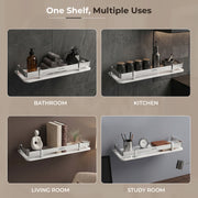 Plantex Acrylic Multipurpose Bathroom Shelf/Rack for Living Room/Wall Mount Storage Shelf - Bathroom Accessories Items (White, 12x6 inches)