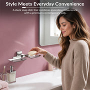Plantex Aqua Stainless Steel Double Soap Holder for Bathroom/Soap Dish/Soap Stand for Bathroom Accessories - (Chrome)