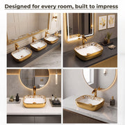 Plantex Ceramic Basin for Bathroom/Table Top Ceramic Wash Basin/Washbasin for Bathroom (14 x 10 x 5 Inch)
