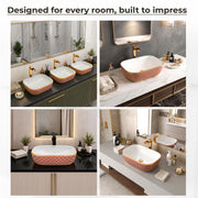 Plantex Ceramic Washbasin for Bathroom/Table Top Wash Basin/Countertop Vessel Sink Basin - Indo-European Collection - (NC-104,18 x 13 x 5 Inch)