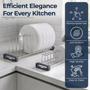 Plantex Stainless Steel Thali Stand/Plate Rack-Stand/Dish Rack/Plate Fixer for Modular Kitchen/Tandem Box Accessories- Set of 2 (Chrome)