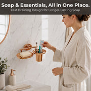 Plantex J4 Stainless Steel Soap Dish with Tumbler Holder/Soap and Brush Holder for Bathrooom/2 in 1 Soap Holder with Toothbrush Holder/Bathroom Accessories (PVD Rose Gold Finish) Onix