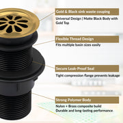 Plantex Brass with Nylon 6 inch Full Thread Waste Coupling for Wash Basin/Coupling for Sink - Pack of 1 (BH-1116, Gold)
