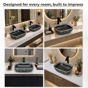 Plantex Wash Basin for Bathroom/Ceramic Table Top Washbasin/Countertop Vessel Sink Basin - Indo-European Collection (EQTT-521,18 x13x 5 Inch)