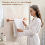 Plantex 304 Grade Stainless Steel Bathroom Single Towel Rod/Stylish and Durable Towel Hanger/Towel Stand/Bathroom Accessories - Decan (Rose Gold Finish)