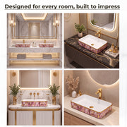 Plantex Ceramic Counter Top Washbasin for Bathroom/Table Top Wash Basin/Rectangle Bathroom Sink for Restaurant/Hotel (24 x 14 x 5 Inch)