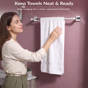 Plantex Stylish & Durable Stainless Steel 24 inch Towel Hanger for Bathroom/Single Towel Rod/Towel Holder for Wash Basin/Bathroom Accessories, Aqua (Chrome)