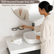 Plantex Double Soap Dish/Stainless Steel Glass Dual Soap Holder/Case/Stand/Soap Bar for Kitchen/Bathroom Accessories - Pack of 1 (Black)