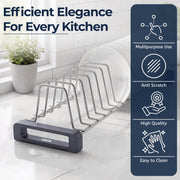 Plantex Stainless Steel Plate Stand for Kitchen Cabinet/14 Slot Plate Rack Organiser/Saucer/Dish Rack Organiser for Kitchen with Anti-Scratch Base (Size-4Inches, Slot- 14, Pack of 1)