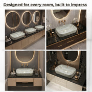 Plantex Ceramic Wash Basin for Bathroom/Over Counter Bathroom Sink/Designer Hand Wash Sink for Home/Office/Hotel (21.5x14x5 Inch)