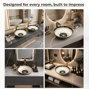 Plantex Ceramic Round Wash Basin for Bathroom/Designer Table Top Basin/Countertop Vessel Sink for Restaurant/Hotel - (15.5x15.5x4.5 Inch)