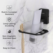 Plantex 304 Garde Stainless Steel Tooth Brush Holder/ABS Tumbler Stand/Bathroom Accessories - Darcy (Black)