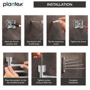Plantex Stainless Steel 4-Arm Bathroom Swing Hanger Towel Rack/Towel Holder for Bathroom/Towel Stand/Bathroom Accessories