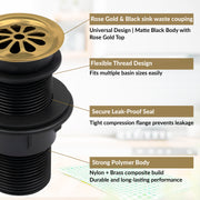 Plantex Brass with Nylon 6 inch Full Thread Waste Coupling for Wash Basin/Coupling for Sink - Pack of 1 (BH-1116, Gold)