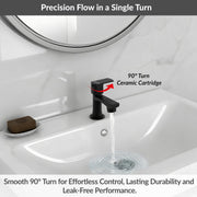 Plantex Pillar Tap for Wash Basin with Water Saving Aerator and Brass Spindle/Quarter Turn Basin Tap with Teflon Tape/Pillar Cocke for Wash Basin - Pack of 1 (Saga, Black)