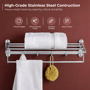 Plantex Towel Hanger for Bathroom/Stainless Steel Folding Towel Holder Stand/Towel Rack for Bathroom (18 Inch-Chrome Finish)