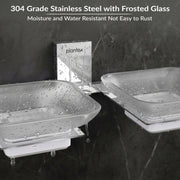Plantex 304 Grade Stainless Steel and Frosted Glass Double Soap Dish/Soap Stand/Soap Storage/Dual Soap Holder for Bathroom/Bathroom Accessories - Crystal (Chrome)