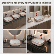 Plantex Ceramic Table Top Wash Basin/Washbasin/Countertop Wash Basin for Bathroom/Living Room(NC-482, 14 x 10 x 5 Inch)