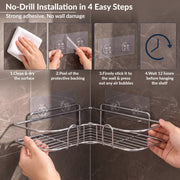 Plantex Stainless Steel Bathroom Corner Shelf/Self Adhesive Bathroom Shelf for Wall/Bathroom Organiser Without Drill - Pack of 2 (Chrome)