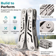 Plantex Heavy Duty Multitool Pliers/15-in-1 Stainless Steel Multi Tool with Screwdriver Bit Set/Wire Cutter/File/Bottle Opener & Nylon Sheath for DIY Camping  Silver (MT629PG)