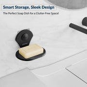 Plantex Royal Self Adhesive Stainless Steel Soap Holder for Bathroom/Soap Dish/Soap Stand/Bathroom Accessories - (Black)