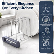 Plantex Durable Stainless Steel Plate Stand for Kitchen Cabinet/10 Slot Plate Oraganizer for Kitchen/8 Inch Thali Stand with Anti-Scratch Base(Size-8Inches, Slot- 10, Pack of 1)