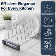 Plantex Stainless Steel Plate Rack for Kitchen/10 Slot Dish Organizer Rack/Plate Holder for Kitchen Drawer/Saucer Stand with Anti-Scratch Base (6 Inches, Pack of 1)
