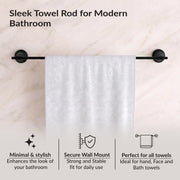 Plantex 304 Grade Stainless Steel Towel Hanger for Bathroom/Holder Stand/Single Towel Rod/Bathroom Accessories - Niko (Black)