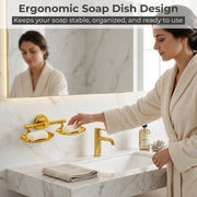 Plantex J4 Stainless Steel Double Soap Dish for Bathroom/Soap Holder for Bathroom/Wall Mounted Soap Holder/Bathroom Accessories (PVD Gold Finish) Angel