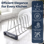 Plantex Durable Stainless Steel Plate Stand for Kitchen Cabinet/10 Slot Plate Oraganizer for Kitchen/8 Inch Thali Stand with Anti-Scratch Base(Size-8Inches, Slot- 10, Pack of 1)