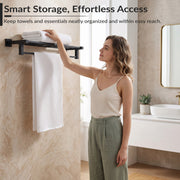 Plantex Stainless Steel 24 Inch Towel Rack for Bathroom/Towel Stand/Towel Holder/Towel Bar/Bathroom Accessories - Pack of 1, Aqua (Black)