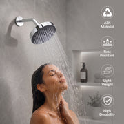 Plantex ABS Shower Head for Bathroom/6 Inch Round High Pressure Overhead Shower/Rain Shower Head - (Chrome)