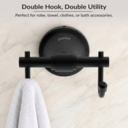 Plantex 304 Grade Stainless Steel Hooks for Hanging Clothes and Towel in Bathroom/Living Room - Niko (Black)
