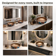 Plantex Ceramic Countertop Wash Basin/Basin for Bathroom/Designer Basin for Home/Office/Restaurant (Bronze - 16.5 x 16.5 x 6 Inch)