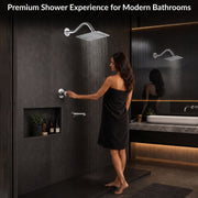 Plantex Shower Combo Set for Bathroom/Brass Single Knob Diverter/Bathtub Spout/8x8 Inch Ultra Slim Overhead Shower/11-Inch S-Shaped Shower Arm – Chrome