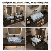 Plantex Ceramic Table Top Wash basin For Bathroom/Hand Wash Sink/Rectangle Countertop Washbasin For Home/Office/Hotel - (Marble White)
