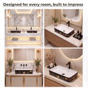 Plantex RectangularTable Top Wash Basin For Bathroom/Designer Ceramic Basin/Countertop Vessel Sink Basin - Indo-European Collection (24 x 14 x 5 Inch)