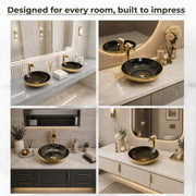 Plantex Table Top Wash Basin For Bathroom/Designer Ceramic Basin/Countertop Vessel Sink Basin - Indo-European Collection (16 x 16 x 5 Inch)