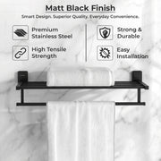 Plantex 304 Garde Stainless Steel 24 inch Towel Hanger for Bathroom/Towel Rod/Bar/Towel Stand/Bathroom Accessories - Darcy (Black)