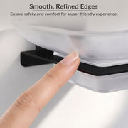 Plantex 304 Grade Stainless Steel Glass Soap Dish/Soap Stand/Wall Mounted Soap Holder/Bathroom Accessories - Crystal (Black)