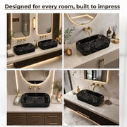 Plantex Tabletop Wash Basin for Bathroom/Designer Ceramic Basin/Rectangle Countertop Wash Basin/Home/Office (21.5 x 14 x 4.5 Inch)