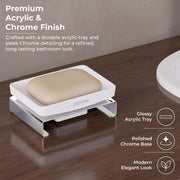 Plantex Stainless Steel and ABS Single Soap Dish for Bathroom/Soap Stand/Soap Holder/Bathroom Accessories - Table Top (Chrome & ABS)